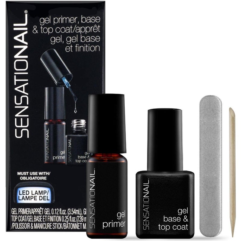 SensatioNail مجموعة طلاء الأظافر جل/UV من Sensationail، مجموعة بداية للتعبئة، مانيكير بدرجة صالون يدوم طويلاً، أساسيات الأظافر للمبتدئين، تدوم حتى 2 أسبوع، مجموعة مكونة من 4 قطع - Image 1