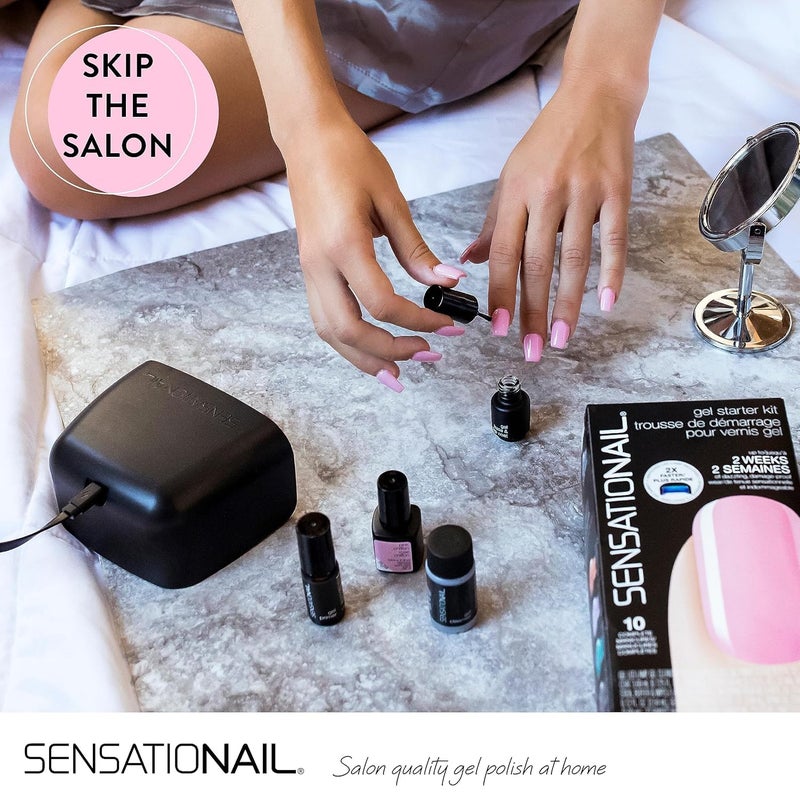 SensatioNail مجموعة طلاء الأظافر جل/UV من Sensationail، مجموعة بداية للتعبئة، مانيكير بدرجة صالون يدوم طويلاً، أساسيات الأظافر للمبتدئين، تدوم حتى 2 أسبوع، مجموعة مكونة من 4 قطع - Image 5