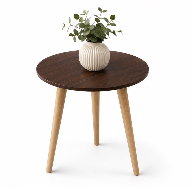 DownTown Round Wooden Side Table Modern Small Coffee Table for Living Room Bedroom Sofa Side Corner and Home Decoration - Image 1