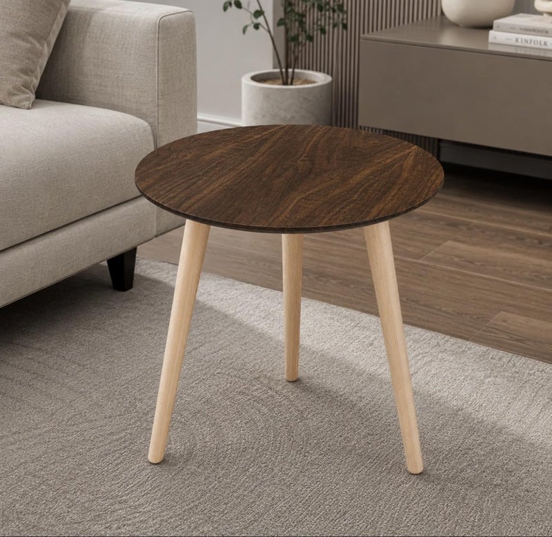 DownTown Round Wooden Side Table Modern Small Coffee Table for Living Room Bedroom Sofa Side Corner and Home Decoration - Image 3
