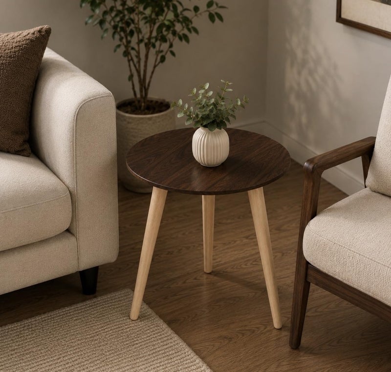 DownTown Round Wooden Side Table Modern Small Coffee Table for Living Room Bedroom Sofa Side Corner and Home Decoration - Image 5