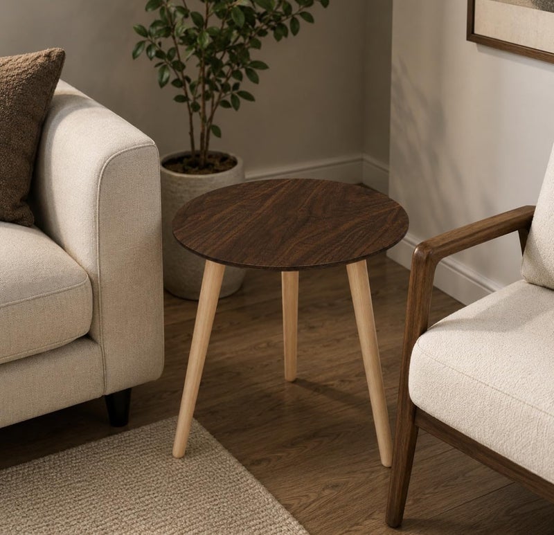 DownTown Round Wooden Side Table Modern Small Coffee Table for Living Room Bedroom Sofa Side Corner and Home Decoration - Image 4