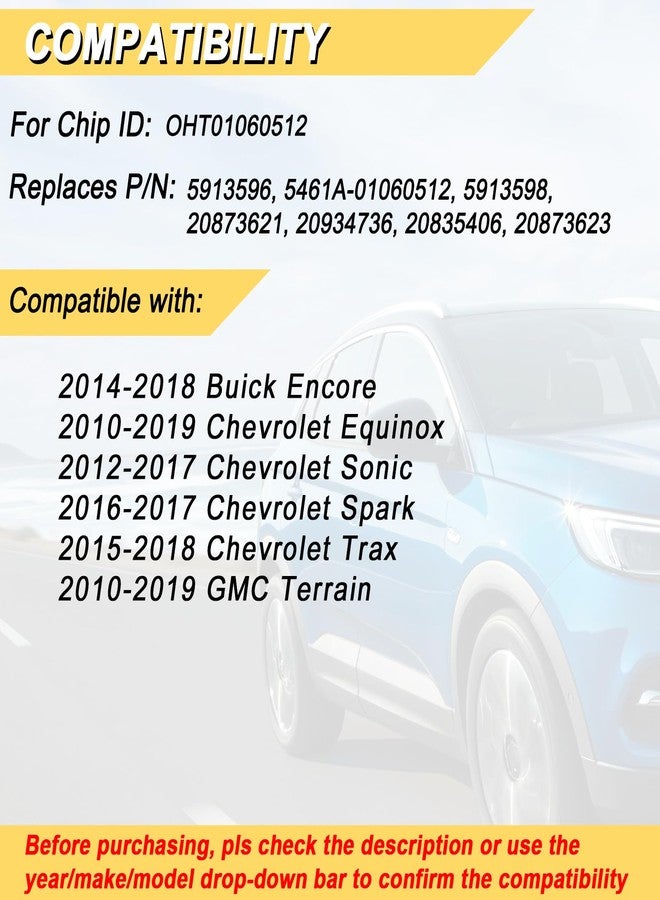 Vurkcy Key Fob Replacement for 2010-2019 Chevrolet Equinox, OHT01060512, 2pcs - Image 2