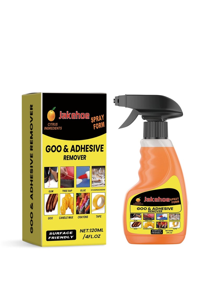 Glue Remover Spray, 120ml Adhesive Remover for Cars, Glue Removal Liquid Tape Remover Sticker Lifter, Adhesive Safe Remover Multifunctional Glue Remover for Car Interiors Removes Residue Labels Decals  - Image 1
