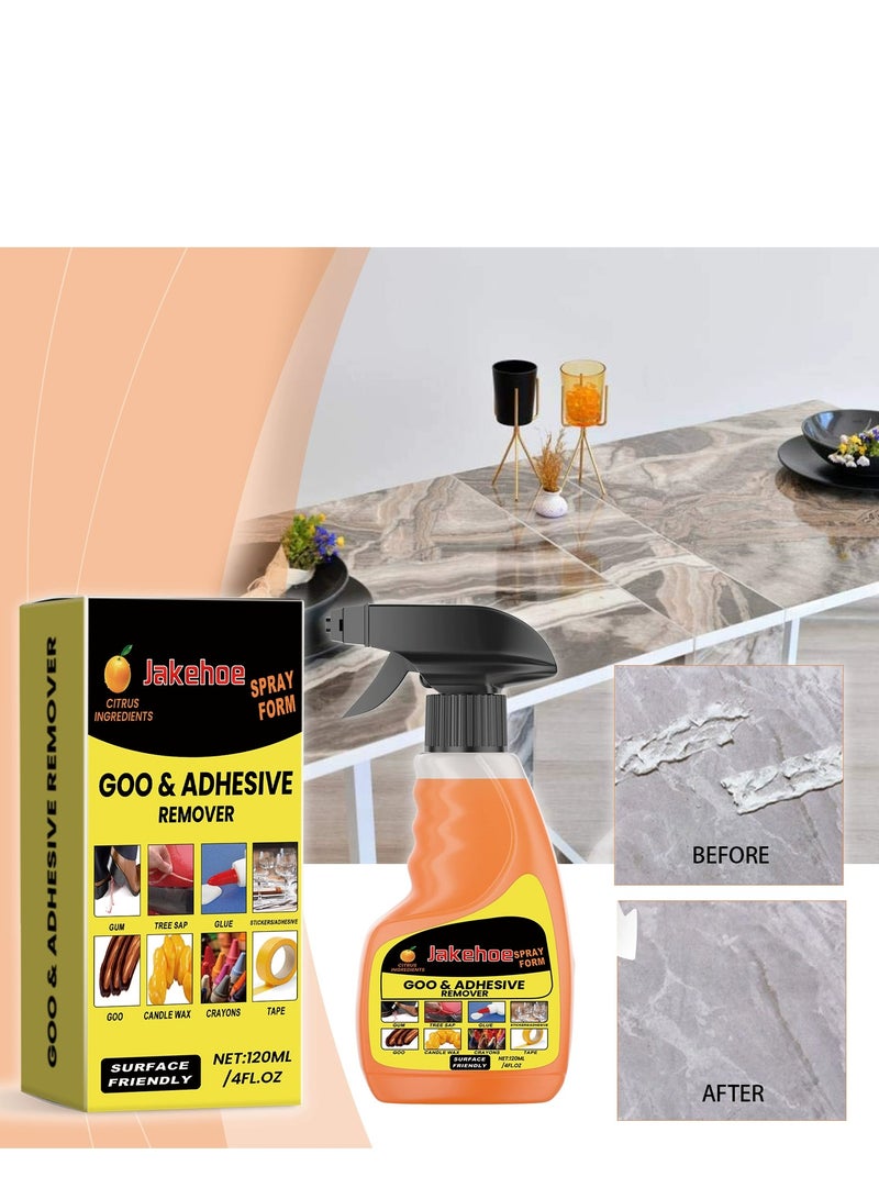Glue Remover Spray, 120ml Adhesive Remover for Cars, Glue Removal Liquid Tape Remover Sticker Lifter, Adhesive Safe Remover Multifunctional Glue Remover for Car Interiors Removes Residue Labels Decals  - Image 2