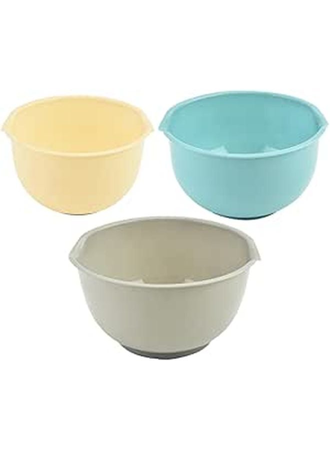 3Pcs Stackable Plastic Mixing Bowls Set Reusable Salad Food Prep Kitchen - Image 1