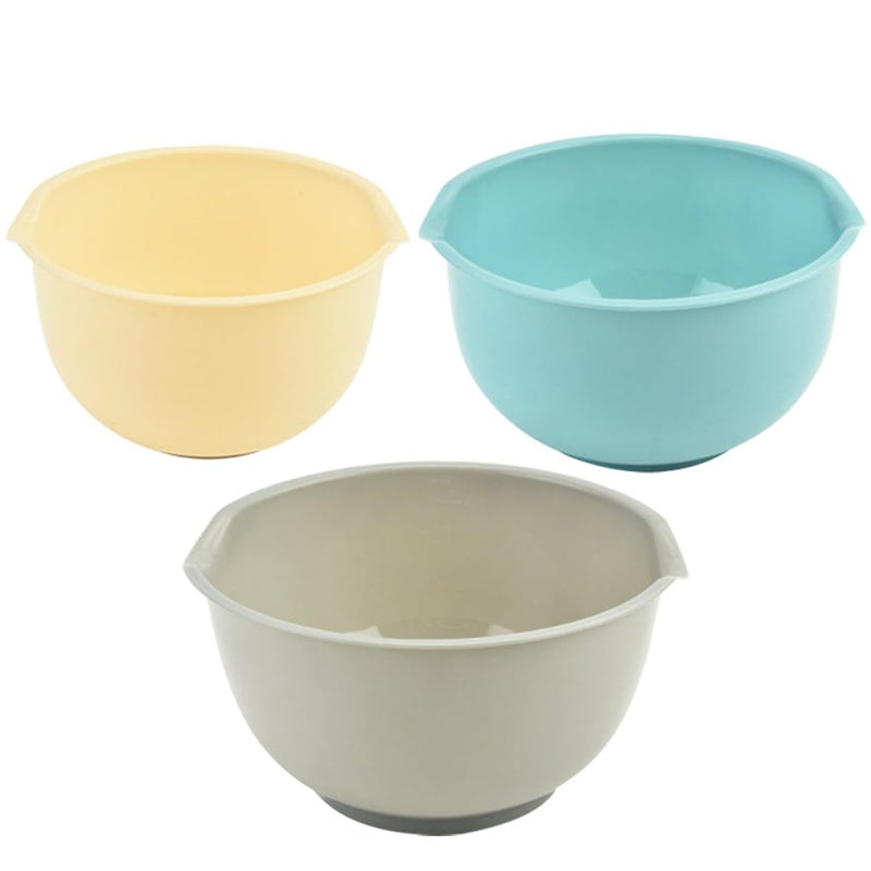 3Pcs Stackable Plastic Mixing Bowls Set Reusable Salad Food Prep Kitchen - Image 2