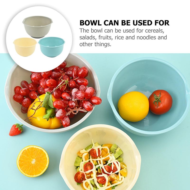 3Pcs Stackable Plastic Mixing Bowls Set Reusable Salad Food Prep Kitchen - Image 4