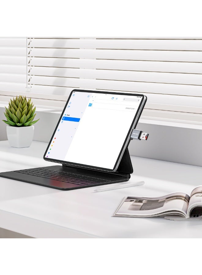 GREEN LION 2 in 1 Card Reader - Micro SD Cards with 480Mbps Transfer Speed & Wide Compatibility / USB-A & USB-C Interface / Keychain Lanyard / Plug & Play / Aluminum Alloy / TF Cards Up to 2TB Supported - Grey - Image 5