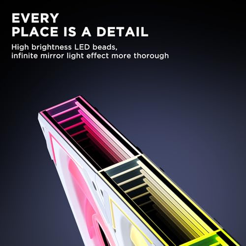 Jungle Leopard Interstellar V2 120mm PC Case Fans,Infinity Mirror Module Daisy-Chain ARGB Fan,Triple Pack Suitable for Computer Case & 360mm AIO Cooler (White) - Image 3