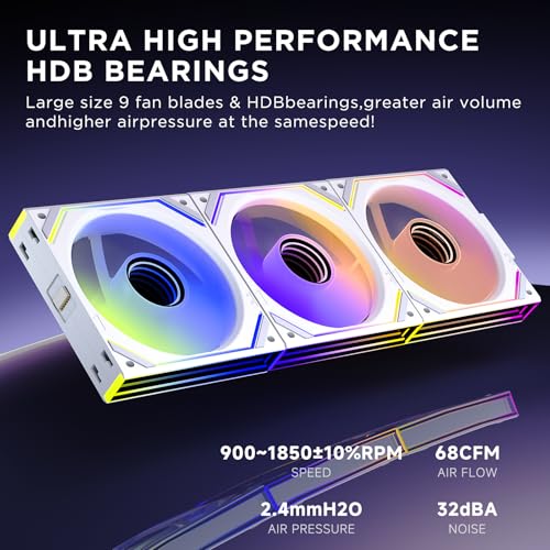 Jungle Leopard Interstellar V2 120mm PC Case Fans,Infinity Mirror Module Daisy-Chain ARGB Fan,Triple Pack Suitable for Computer Case & 360mm AIO Cooler (White) - Image 2