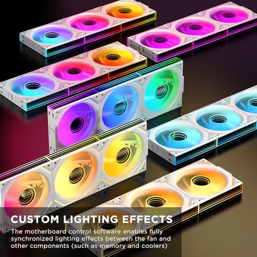 Jungle Leopard Interstellar V2 120mm PC Case Fans,Infinity Mirror Module Daisy-Chain ARGB Fan,Triple Pack Suitable for Computer Case & 360mm AIO Cooler (White) - Image 5