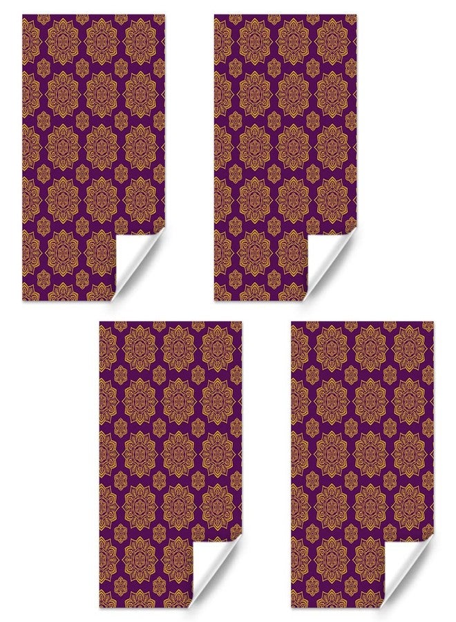 Boerni Happy Eid Mubarak Purple Flower Diwali Gift Wrapping Paper Set of 4 Sheets, Folded Flat 20x28 inches per sheet For Kids Islam Ramadan Holiday Party Celebration Decorations - Image 2