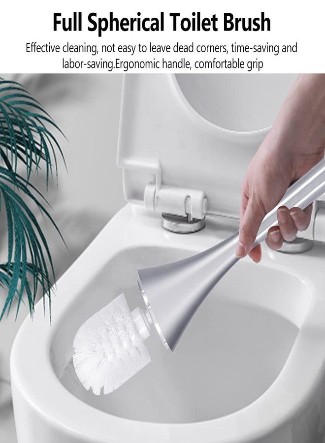 Eboxer European Wash Toilet Brush Set, Compact Bathroom Toilet Bowl Brush, Stainless Steel Base, White - Image 2