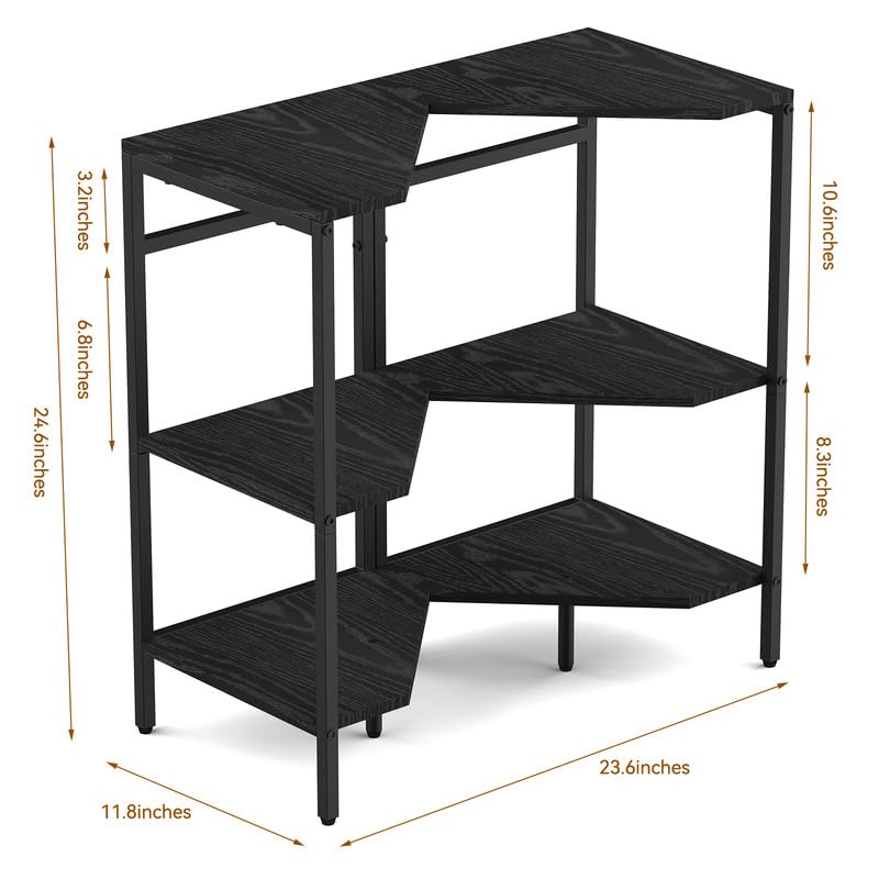 CADUKE Under Pedestal Sink Shelf, 2 Pack Under Sink Organizers and Storage, 3-Tier Pedestal Under Sink Storage Bathroom Vanity, Corner Shelf Stand for Bathroom, Kitchen, Living Room, Black - Image 2
