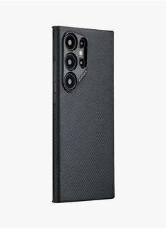 PITAKA MagEZ Case 4 for Galaxy S24 Ultra / MagSafe Compatible / aramid fiber / Ultra Thin / Lightweight / Anti-slip textured grip / Durable Back Cover - Black/Grey Twill  - Image 3