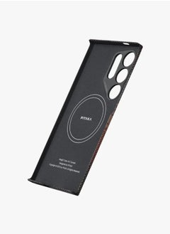 PITAKA MagEZ Case 4 for Galaxy S24 Ultra / MagSafe Compatible / aramid fiber / Ultra Thin / Lightweight / Anti-slip textured grip / Durable Back Cover - Black/Grey Twill  - Image 2