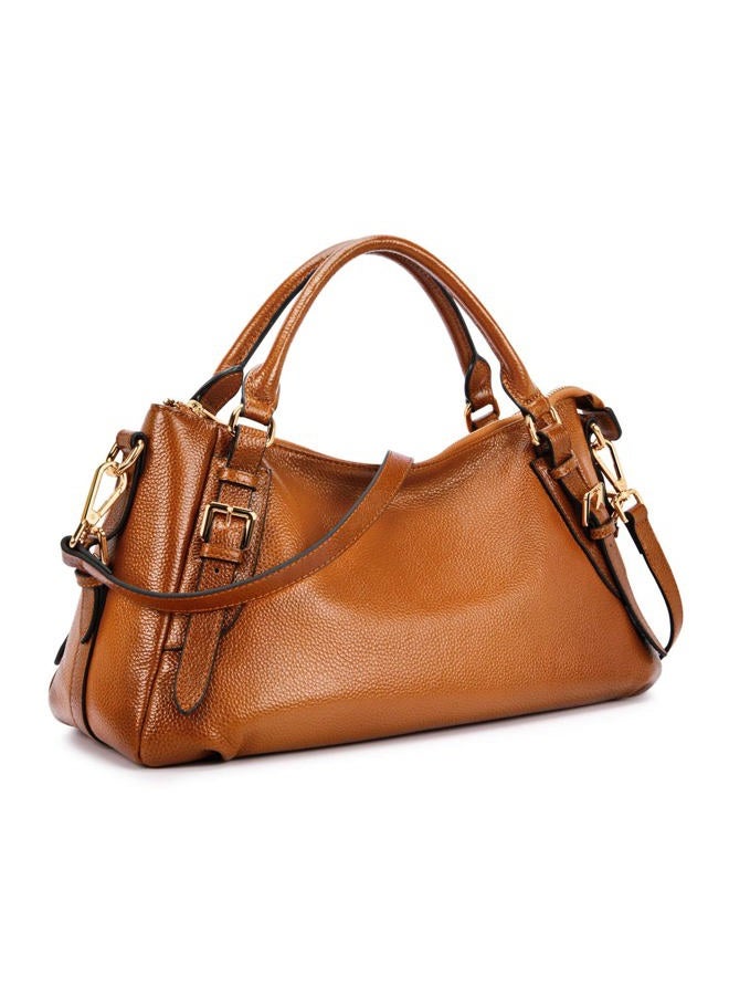 Kattee Women's Genuine Leather Hobo Shoulder Bag Brown - Image 1