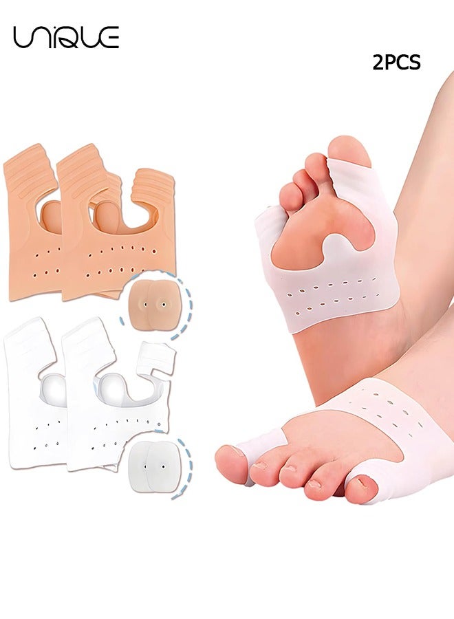 يونيك 2PCS كبير اصبع القدم أروح تقويم العظام، مصحح الورم، منصات مشط القدم، هلام اصبع القدم فواصل، وسادة مصحح الورعة، الفواصل اصبع القدم، الكرة من وسائد القدم، لينة وتنفس ، فكرة لإصبع القدم المطرقة - Image 1