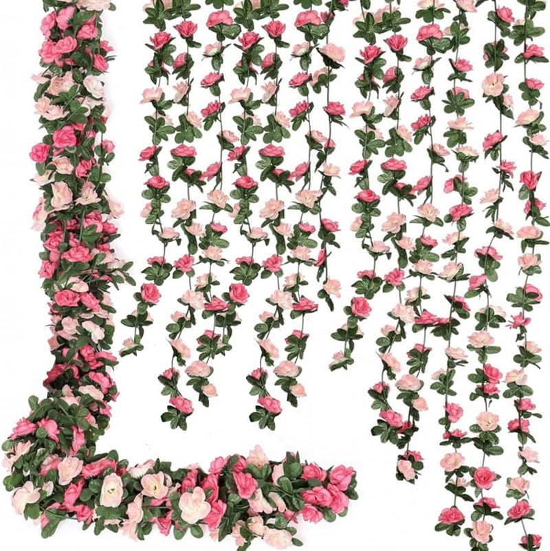 WEISPARK Black Roses Artificial Flowers - 4pcs 8.2 FT Fake Rose Vine Flower Plants Hanging Rose Ivy for Home Hotel Office Wedding Party Garden Craft Art Décor - Image 1