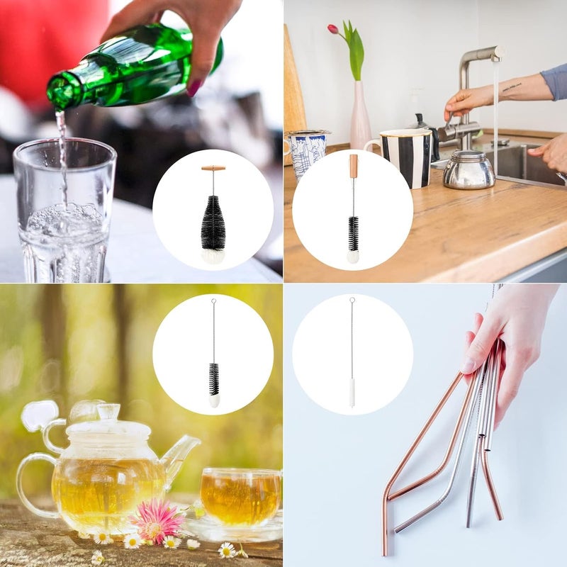 KASTWAVE Cleaning Bottle Brush, Bottle Brush Cleaning Set for cleaning Narrow Neck glass pipe, Wine Glass, Tea Coffee Cup, Sports Water Bottles, Kettle Brush, Straw brush, Tube and baby bottle brush(4 Pack) - Image 5