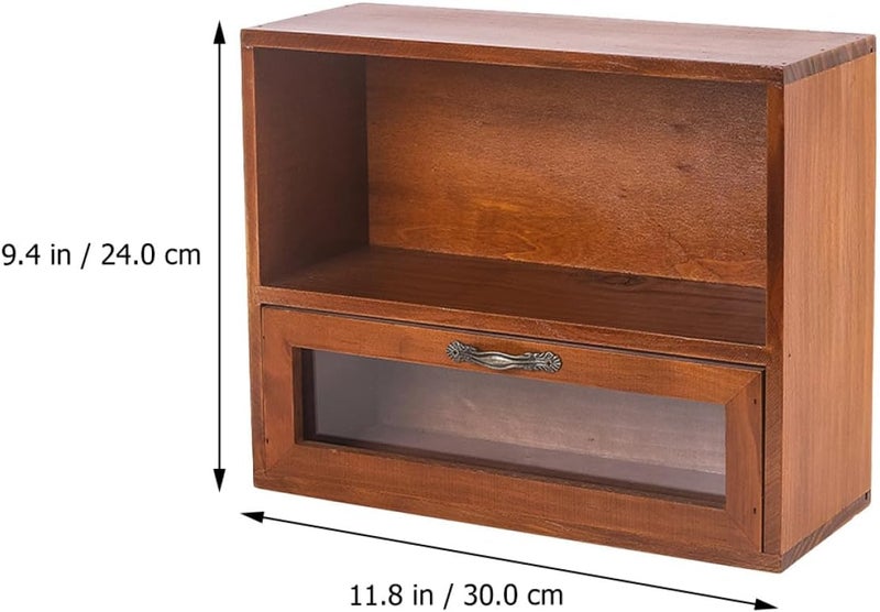 FAVOMOTO Vintage Makeup Storage Rack with Cosmetic Holder and Cups Storage Rustic Cosmetic Cabinet Organizer for Vanity and Bathroom for Skincare and Perfume Display - Image 2