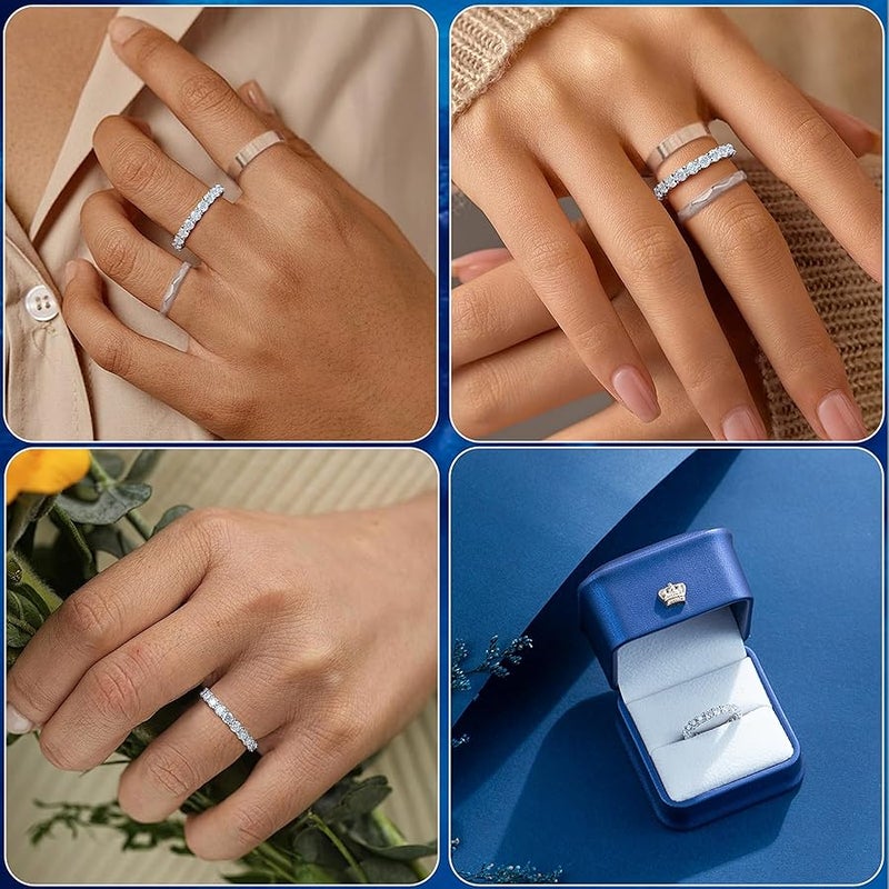 SecreTalk Moissanite Wedding Band Ring for Women - S925 Sterling Silver Eternity Stackable Rings, D Color VVS1 Engagement Promise Jewelry for Anniversary Birhday Valentines Day - Image 4