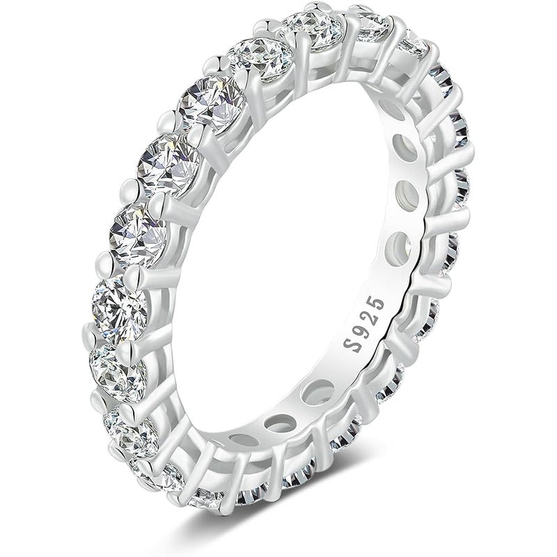 SecreTalk Moissanite Wedding Band Ring for Women - S925 Sterling Silver Eternity Stackable Rings, D Color VVS1 Engagement Promise Jewelry for Anniversary Birhday Valentines Day - Image 1