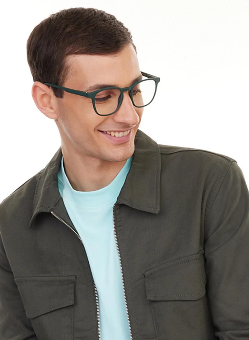 Lenskart Hustlr LENSKART BLU Hustlr | Peyush Bansal Glasses For Eye Protection From Digital Screens | Computer Glasses with Blue Cut & UV Protection | Lightweight Specs With Zero Power | Medium | Military Green