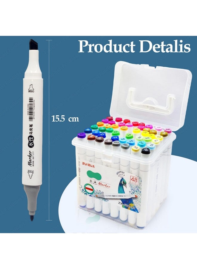 فنبلاست أقلام تلوين فن بلاست ثنائية الأطراف - أقلام تلوين ثنائية الأطراف للفنانين، مجموعة أقلام رسم كحولية، أقلام تلوين للأطفال، أقلام تلوين للسبورة البيضاء (48 قطعة) - Image 2