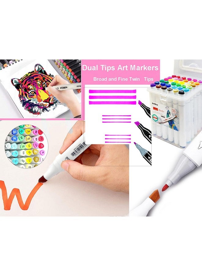 فنبلاست أقلام تلوين فن بلاست ثنائية الأطراف - أقلام تلوين ثنائية الأطراف للفنانين، مجموعة أقلام رسم كحولية، أقلام تلوين للأطفال، أقلام تلوين للسبورة البيضاء (48 قطعة) - Image 4