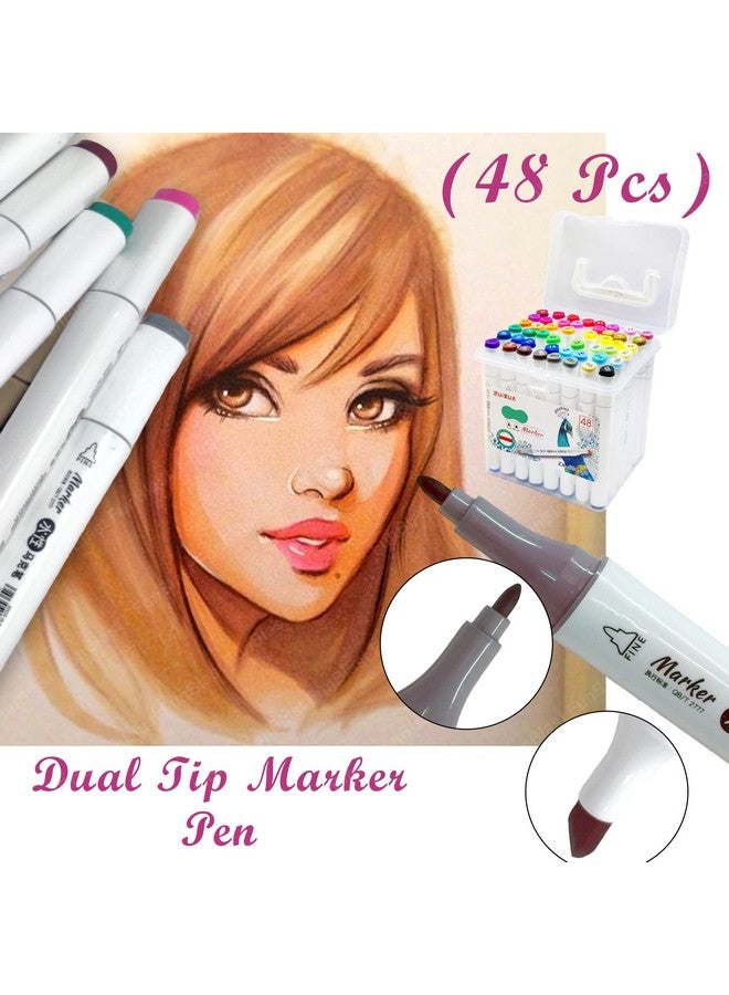 فنبلاست أقلام تلوين فن بلاست ثنائية الأطراف - أقلام تلوين ثنائية الأطراف للفنانين، مجموعة أقلام رسم كحولية، أقلام تلوين للأطفال، أقلام تلوين للسبورة البيضاء (48 قطعة) - Image 5