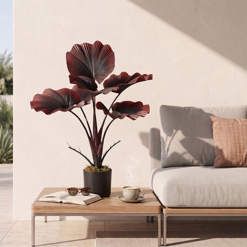 DANUBE HOME Fan Palm Plant - 60Cm, Red, Stylish Plant, Pe ,For Adding Lifelike Greenery, Decorating Homes, Offices, Balconies, Patios, Entrances, Shelves - Image 4