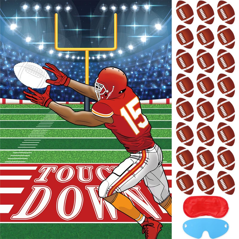 Abilat Pin The Football on The Goalpost Game Poster Large Size with 24 Football Stickers for Kids Boys Sports Theme Party Tailgate Classroom Family Game Day Decor Supplies - Image 3