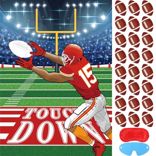 Abilat Pin The Football on The Goalpost Game Poster Large Size with 24 Football Stickers for Kids Boys Sports Theme Party Tailgate Classroom Family Game Day Decor Supplies - Image 1