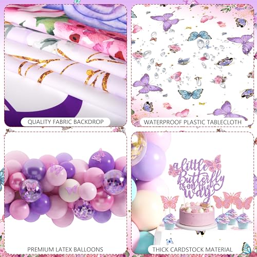 TREWAVE Butterfly Baby Shower Decorations for Girls A Little Butterfly Is On The Way Party Backdrop Butterfly Cake Toppers Stickers Pink Purple Balloons Baby Boxes for Girl Birthday Baby Shower Decor - Image 4