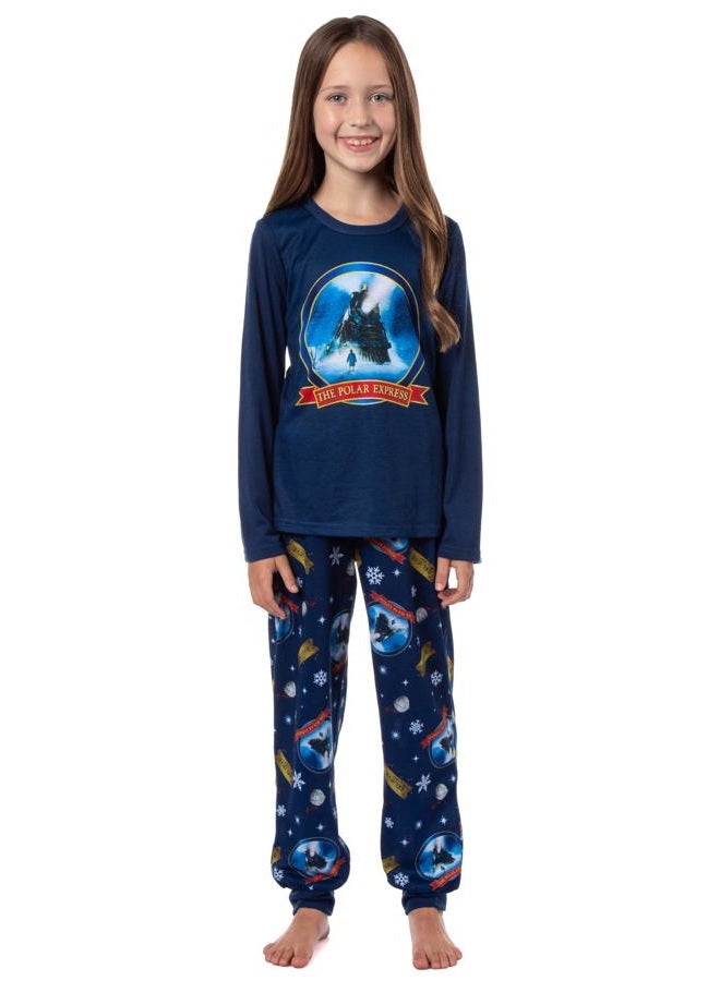 INTIMO The Polar Express Girls' Train Movie Film Sleep Jogger Pajama Set (7/8) - Image 2