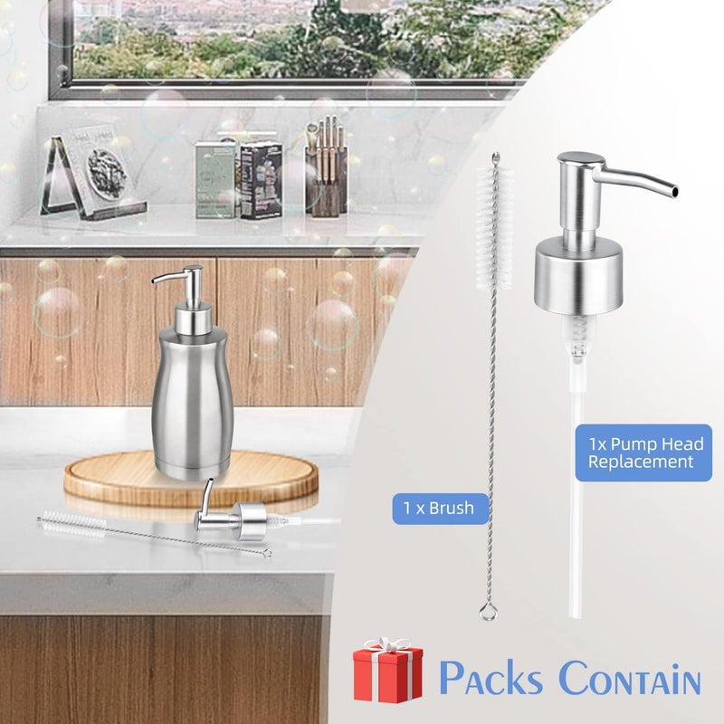 ARKTEK Soap Dispenser Stainless Steel 13.5 Oz - Liquid Hand Lotion Dispenser with Brushed Nickel Pump, Refillable Dishwashing Soap Dispenser Dish Soap for Kitchen, Bathroom, Countertop - Silver - Image 3