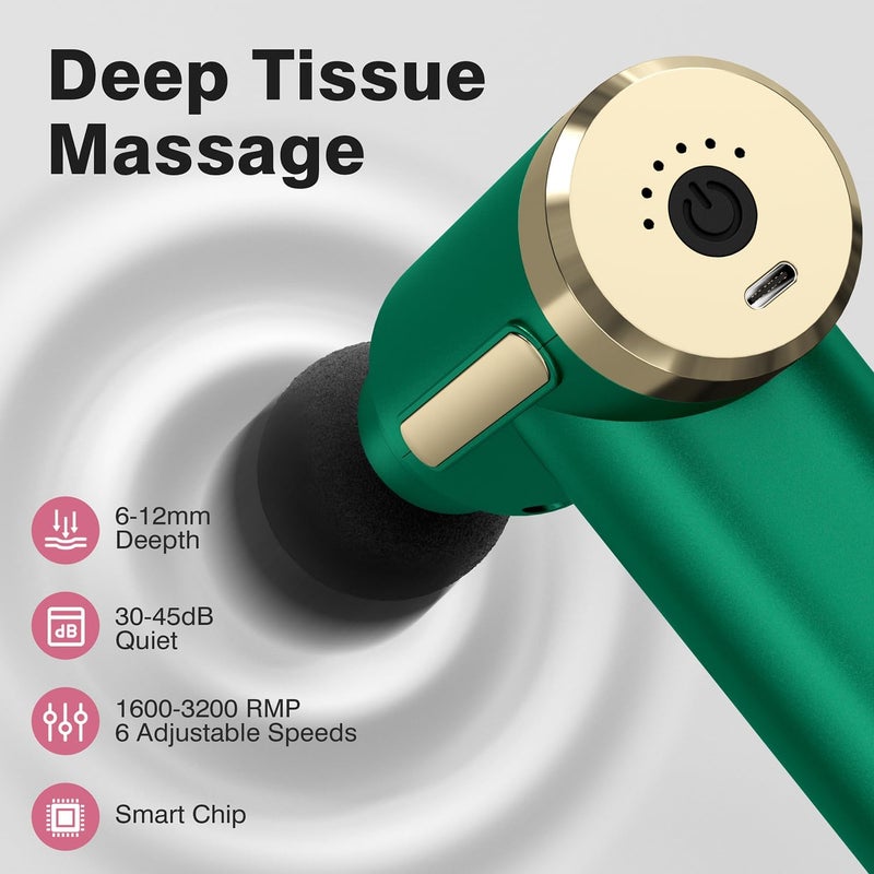 cotsoco Mini Handheld Massage Gun Deep Tissue with 6 Speeds Cordless Muscle Massager with 4 HeadsTypeC Charging Travel Size Best Gifts - Image 2