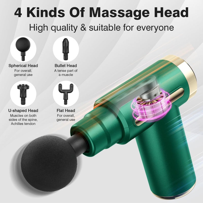 cotsoco Mini Handheld Massage Gun Deep Tissue with 6 Speeds Cordless Muscle Massager with 4 HeadsTypeC Charging Travel Size Best Gifts - Image 3