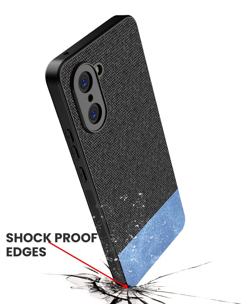 Kapa Soft Fabric & Leather Hybrid Protective Back Cover for OnePlus Nord CE 5 | Shockproof Slim Hard Anti Slip Back Case (Black,Blue) - Image 5