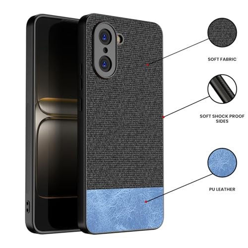 Kapa Soft Fabric & Leather Hybrid Protective Back Cover for OnePlus Nord CE 5 | Shockproof Slim Hard Anti Slip Back Case (Black,Blue) - Image 3