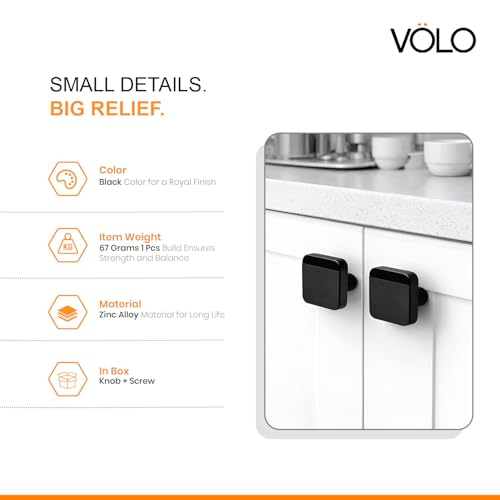 VOLO Cabinet Knobs - Drawer & Door Knobs (Black, 10) - Image 3