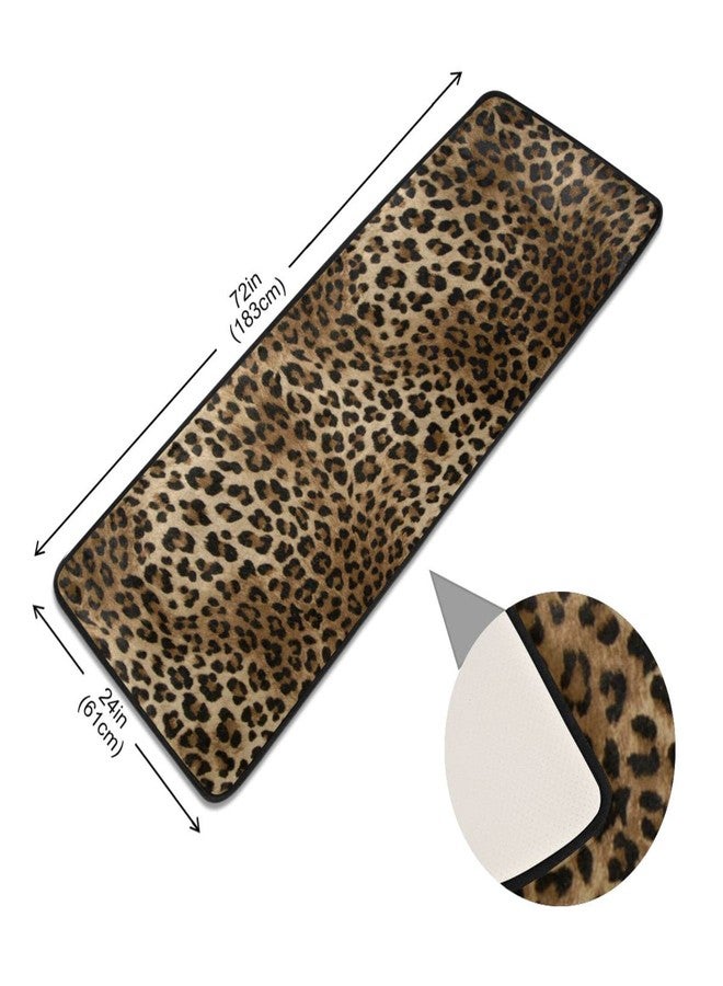 xigua Vintage Leopard Print Area Rug - 2' x 6' Washable Runner Rugs with Rubber Backing - Non Skid Floor Carpet for Indoor Living Room Hallway Kitchen - Image 2