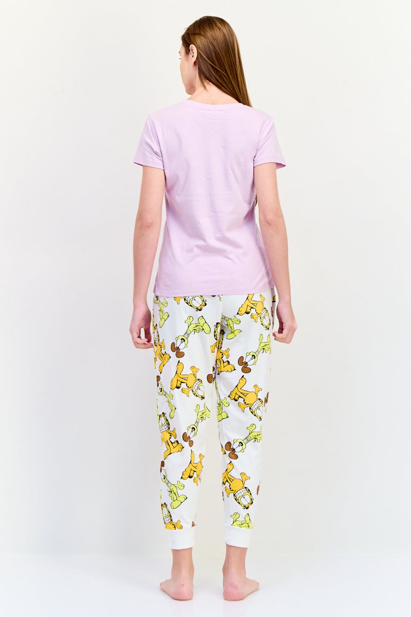 nickelodeon Women Garfield Printed Short Sleeves Pajamas Top And Bottom Set , Multicolor  - Image 4