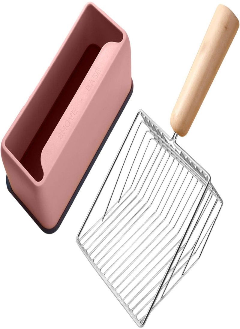 GGOOT - Kitten Scooper Pooper - Deep Shovel Small Cat Litter Scoop,Wood Handle Non-Stick Plated Stainless Steel Metal Scooper Poop Sifting, Kitten Pooper Lifter For Cat Litter - Image 1