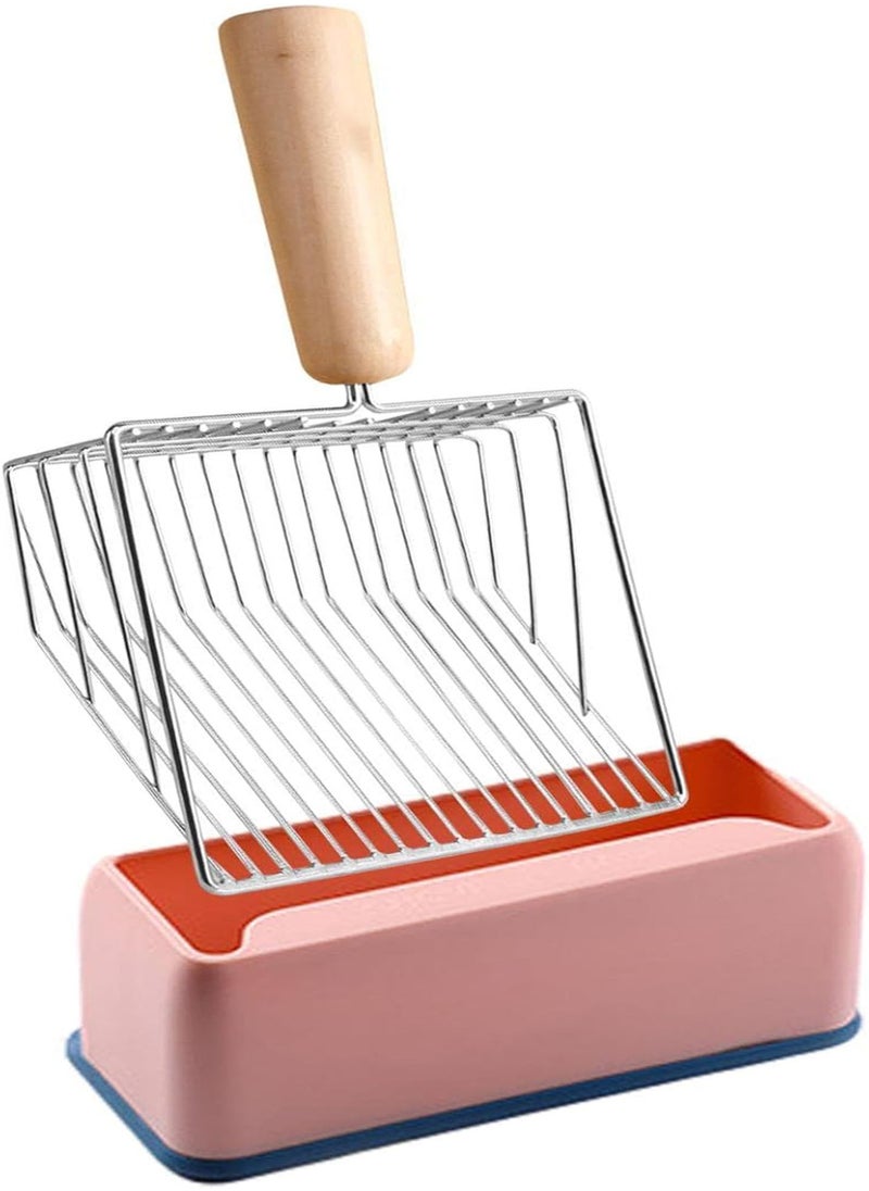 GGOOT - Kitten Scooper Pooper - Deep Shovel Small Cat Litter Scoop,Wood Handle Non-Stick Plated Stainless Steel Metal Scooper Poop Sifting, Kitten Pooper Lifter For Cat Litter - Image 1