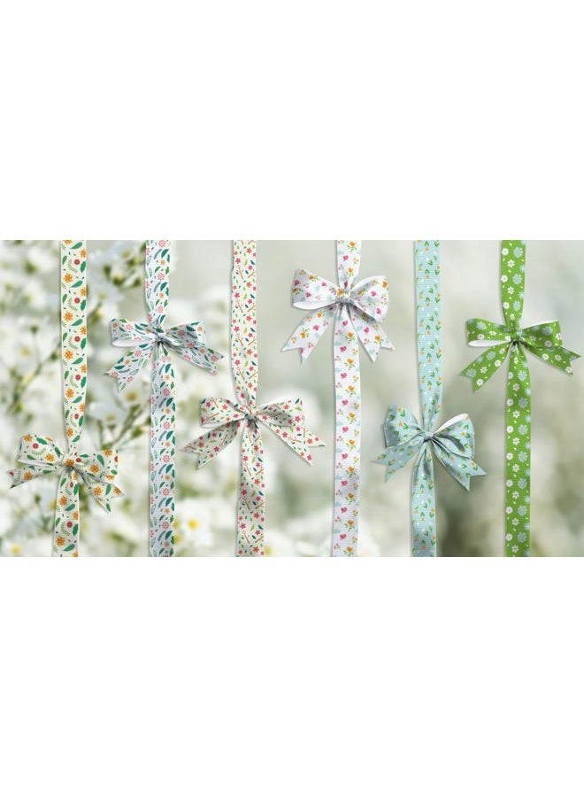 YKW Spring Grosgrain Ribbon, 8 Pack (5/8 Inch x 3 Yards Each), Floral Bird Ribbon, Garden Theme Craft Ribbons for Gift Wrapping Wedding Party Home Decoration DIY Projects - Image 3