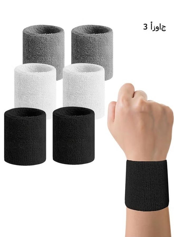 3 pairs of sports wrists,Wrist Sweatbands Tennis Wrist Bands Absorbent Sweat Band for Men and Women, Breathable Cotton Sweatbands for Working Out, Football, Basketball, Running Athletic Sports - Image 1