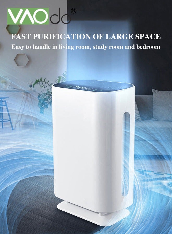 فاو دو منقي هواء منزلي، منقي هواء HEPA يغطي مساحة تصل إلى ٥٠ مترًا مربعًا في الغرف الكبيرة، فلاتر قابلة للغسل، ٣ سرعات للمروحة، مؤقت مدمج، وضع السكون، للغبار وحبوب اللقاح وشعر الحيوانات الأليفة. - Image 1